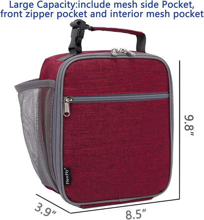 FlowFly Kids Lunch box Insulated Soft Bag Mini Cooler Back to School Thermal Meal Tote Kit for Girls, Boys, Red