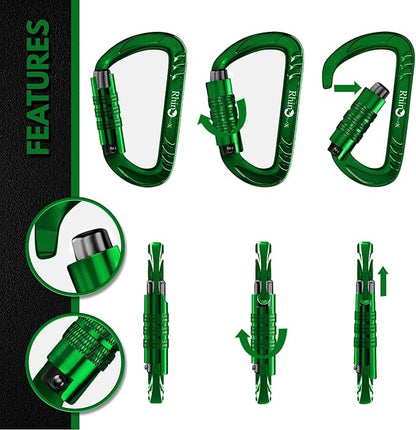 12kN (2697 lbs) Heavy Duty Carabiner Clips, for Securing Pets, Outdoor, Camping, Hiking, Hammock, Dog Leash Harness, Keychains