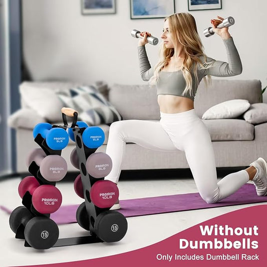 Wetheny Dumbbell Rack Stand Only (Dumbbells not Included), Compact A-Frame Weight Rack with Wooden Handle, for Home Gym Workout