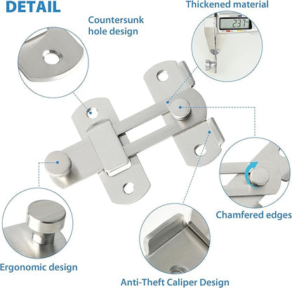 Alise 2Pcs 4 inch Flip Latch Gate Latches, Safety Door Lock for Barn Wood Fence Sliding French Doors,Heavy Duty SUS304 Stainless Steel Gate Hardware Brushed Nickel MS9500LS-2P