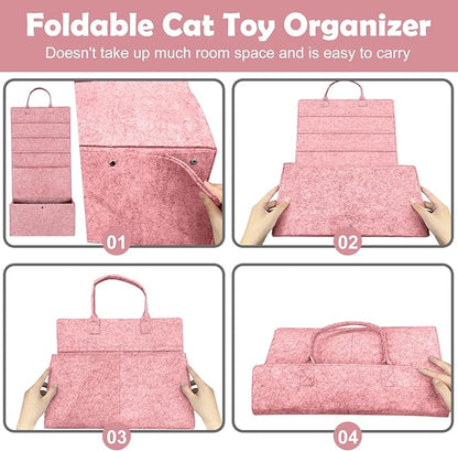 5-Layer Cat Wand Toy Storage Bag, 31.6in Multifunction Pet Toy Storage Hanging Bag