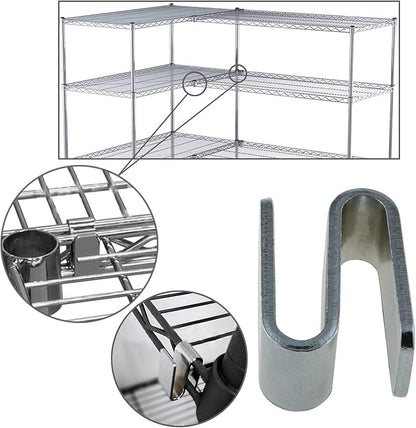 4pcs Wire Shelving S Hook Chrome Plating for Wire Shelf System Wire Rack Hook, Silver
