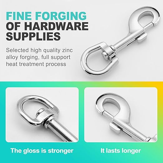 2 Pack 3.5 Inch Heavy Duty Swivel Snap Hooks, Bolt Snap Clips for Dog Leashes, Pet Collars, Ropes & Chains - Durable Dog Leash Hardware, Prong Collar Safety Backup, Pet Accessory