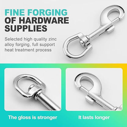 2 Pack 3.5 Inch Heavy Duty Swivel Snap Hooks, Bolt Snap Clips for Dog Leashes, Pet Collars, Ropes & Chains - Durable Dog Leash Hardware, Prong Collar Safety Backup, Pet Accessory