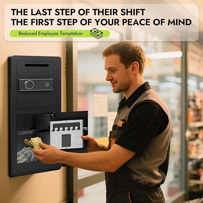 Safe with Drop Slot, 7.0 Cu Ft Drop Safe for Business Biometric Cash Safes with Removable Shelves & Fireproof Bag Commercial Safes for Restaurants, Supermarkets, Retail Stores