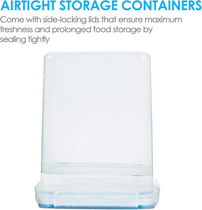 Vtopmart Large Food Storage Containers 5.2L / 175oz, 4 Pieces BPA Free Plastic Airtight Canisters for Flour, Sugar, Baking Supplies, Rice with Lids, 4 Measuring Cups and 24 Labels, Blue