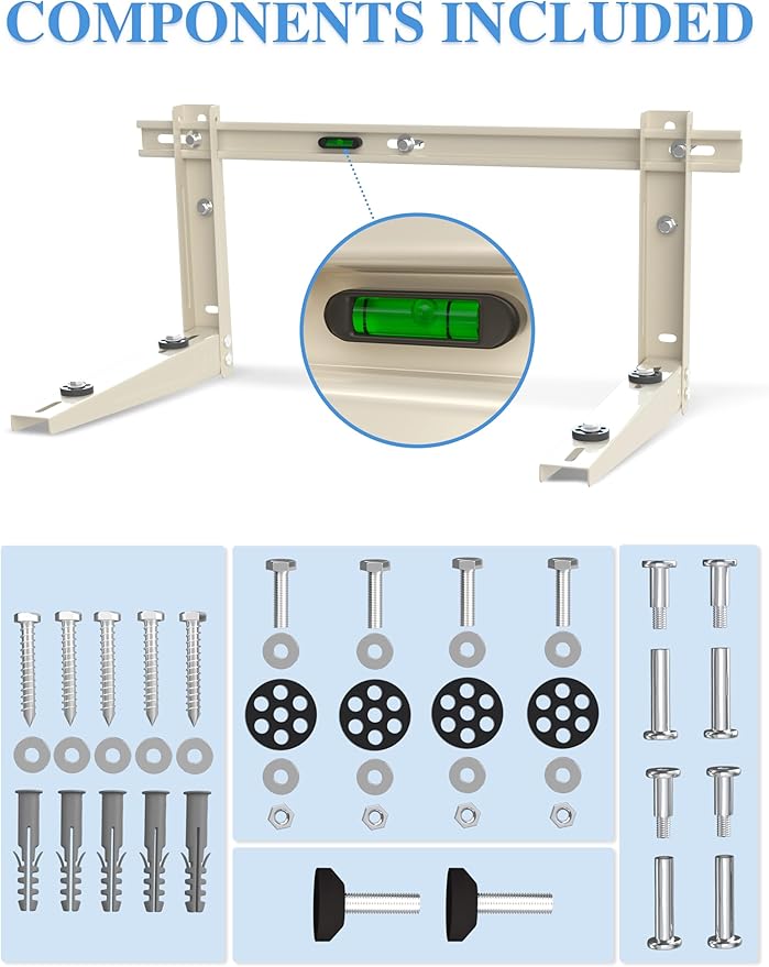 Mini Split Wall Mounting Bracket Outdoor, for 7000-12000 BTU Universal Ductless Air Conditioners, Heat Pumps, Heavy-Duty Mini Split AC Mount, Foldable Mini Split Bracket Max 400 Lb Capacity