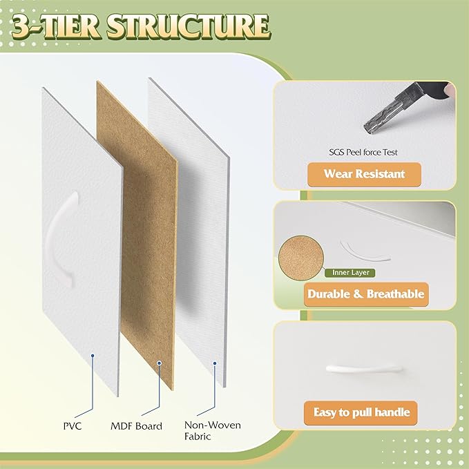 WLIVE White Dresser for Bedroom with 10 Drawers, Fabric Dressers, Tall Chest of Drawers for Closet, Storage Drawer Unit, Organizer Unit for Hallway, Living Room