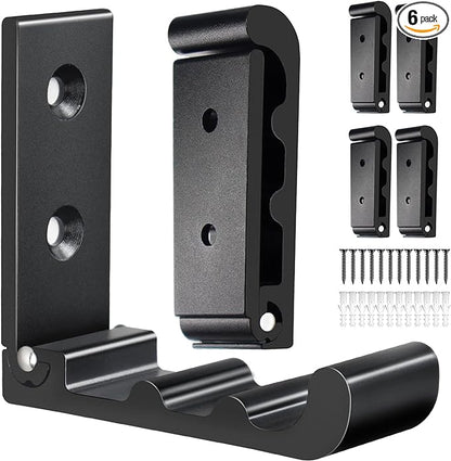 OHIYO 6 PCS Heavy Duty Folding Wall Hooks, Sturdy Black Wall Mounted Hooks for Coats, Towels, Backpacks, Bags, Space Saving Wave Design for Living Room, Bedroom Organization | Heavy Duty, Folding, Sturdy, Hooks, for Coats, Towels