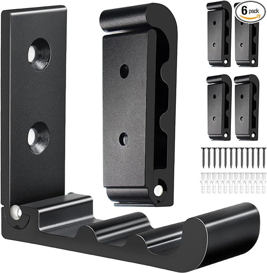 OHIYO 6 PCS Heavy Duty Folding Wall Hooks, Sturdy Black Wall Mounted Hooks for Coats, Towels, Backpacks, Bags, Space Saving Wave Design for Living Room, Bedroom Organization | Heavy Duty, Folding, Sturdy, Hooks, for Coats, Towels