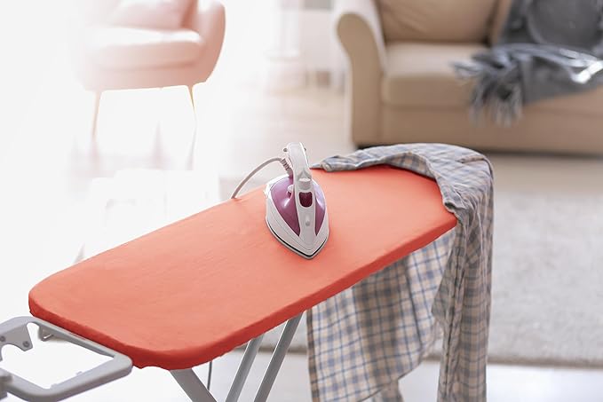 Encasa XO Ironing Board Cover and Pad 49"x18" - 4mm Felt Wide Iron Board Cover with Padding - Heat Resistant, Stain-Safe Dye, Non Slip Elastic Bungee Cord Tightening Iron Table Cover Coral