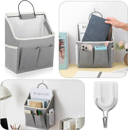 Wall Hanging Storage Bag Cotton Linen Hanging Storage Basket with Pockets Over the Door Organizer Wall File Organizers Desktop Organizer Basket For Kitchen Bedroom Bathroom Office Camper