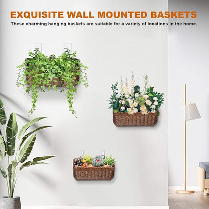 2 Pack Woven Storage Basket,Organizer Trays, Paper Box,Vintage Bin for Bathroom, Kitchen,Vanity Countertop Table Shelf, Open Storage Bins for Living Room, Bedroom, Balcony, Garden (Brown, ‎2 pc (S+M))