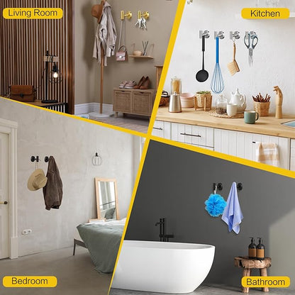 2 Pack Brushed Nickel Towel Hooks, SUS304 Stainless Steel Bathroom Hooks for Bedroom Kitchen Hotel Office