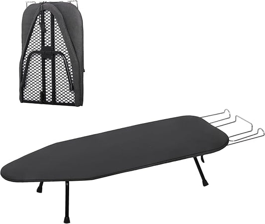 Small Ironing Board, Foldable Table Top Ironing Board Compact, Portable Tabletop Iron Boards Metal Mesh Panel, 8mm Thicken Pad with lron Rest and Heat Resistant Cover