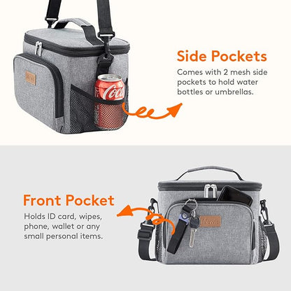 Lifewit Reusable Insulated Lunch Bag, Portable Cooler Freezable Soft Lunchbox Leakproof with Adjustable Shoulder Strap for Men Women Adult for Work Picnic or Travel, 15L 24 Can, Grey