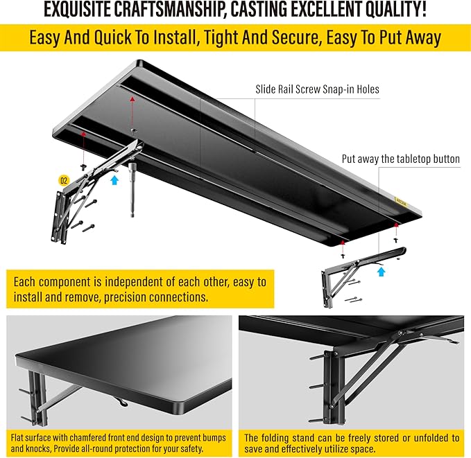 1.2x3ft Adjustable Rail Type Folding Storage Rack Shelf, Suitable for Garage, Storage Room, Kitchens Wall Shelf,Garage Storage Rack Floating Shelves,Folding Panels (1pcs-Black)