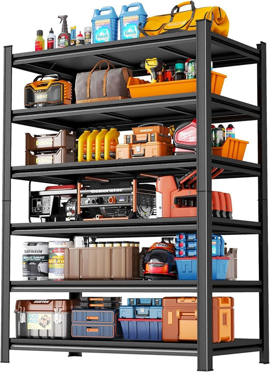 Metal Garage Shelving Unit, 6-Tier 78" H x 39.4" W x 15.7" D Tall Storage Shelves, Heavy Duty & Adjustable, Slim Design Utility Rack for Kitchen, Pantry, Basement, Warehouse