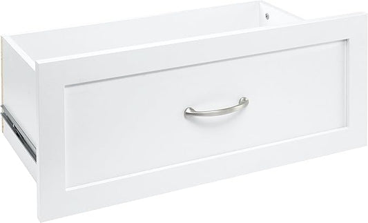 ClosetMaid SuiteSymphony Wood Closet Drawer, Add On Accessory, Shaker Style, For Storage, Closet, Clothes, 25” x 10” Size for 25 in. Units, Pure White