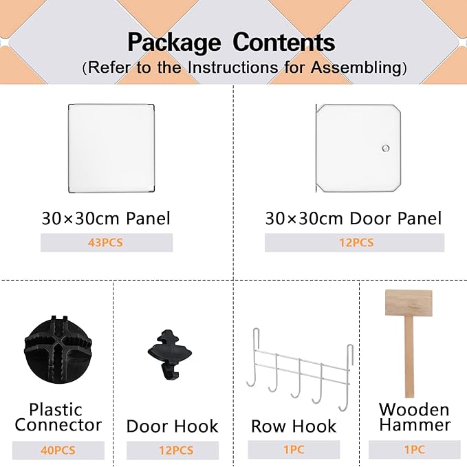 C&AHOME Cube Storage Organizer with Doors, 12-Cube Shelves, Closet Cabinet, DIY Plastic Modular Bookshelf Ideal for Bedroom, Living Room, 36.6”L x 12.4”W x 48.4”H Transparent White USHS3012W-DOOR