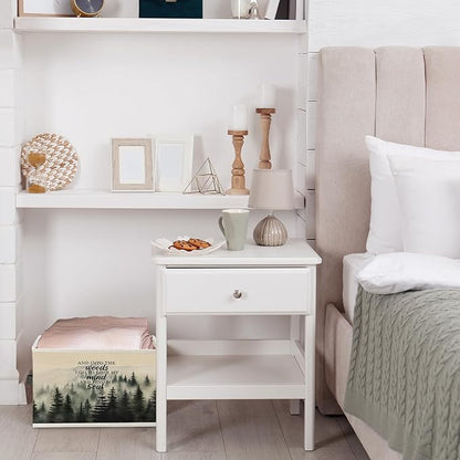 Foggy Misty Nature Forest Storage Bin Box with Handles, and into the Woods I Go to Lose My Mind Find My Soul Foldable Organizer Basket Toybox for Bedroom Bathroom Clothes Toys Books