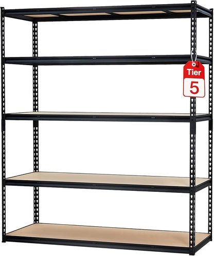 Garage Storage Shelves 5 Tiers, Heavy Duty Storage Shelving Racks with 3000 LBS Capacity, 60 " L x 24 in W x 72 in H Metal Adjustable Shelving Unit for Kitchen Pantry Basement Bathroom Laundry