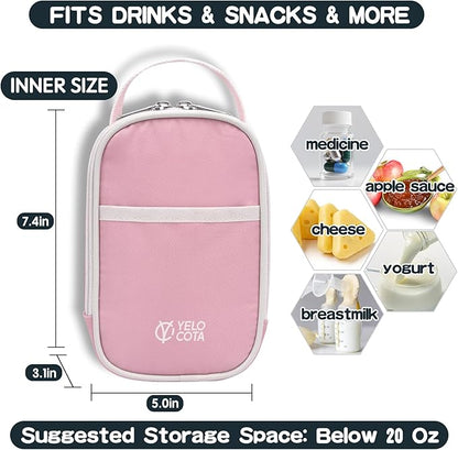 Small Insulated Lunch Bag- Snack Bag- Mini Cooler Bag with Handle for Travel,Work,School(Storage Space below 20oz)- Also Suitable for Pairing with Food Jar