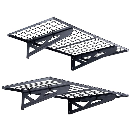 VEVOR Heavy Duty Wall Mounted Shelves, 2 x 4 ft, 2 Pack, 502 lbs Load Capacity, Suitable for Shop, Shed, Garage Storage