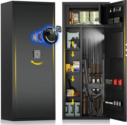 12-15 Large Gun Safe for Rifles and Pistols, Gun Cabinets for rifles and shotguns with Digital Keypad and Alarm Mode, Easy Assembly Rifle Safe for Home, Internal Lockable Box & Removable Shelves