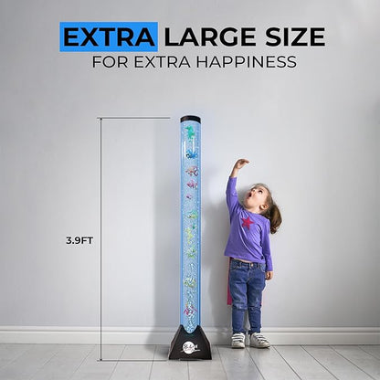 Brewish 4FT Sensory LED Water Bubble Tube Lamp with 16 Color Changing Night Light Effects, Fake Aquarium Tank & Gift for Kids, Autism, Remote Control & 12 Fishes (Wall Bracket Included)