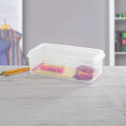 Sterilite 24-Pack Rectangular Large FlipTop, Clear Plastic Storage Box with Hinged Lid - Stackable Multipurpose Organizer for Art and Craft Supplies, Accessories, Photos & CDs, Home or Office Use