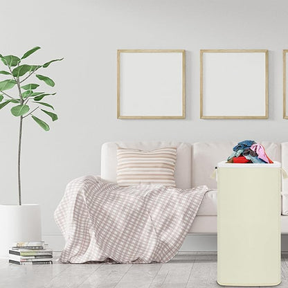 SNIGJAT Extra Large Laundry Hamper, 100 L Tall Laundry Basket with Sturdy Handles, Dirty Clothes Basket for Bedroom, Large Hamper, Sturdy Storage Organizer for Clothes Toys Beige