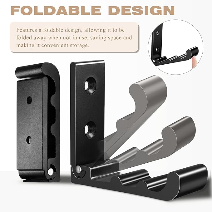 OHIYO 6 PCS Heavy Duty Folding Wall Hooks, Sturdy Black Wall Mounted Hooks for Coats, Towels, Backpacks, Bags, Space Saving Wave Design for Living Room, Bedroom Organization | Heavy Duty, Folding, Sturdy, Hooks, for Coats, Towels