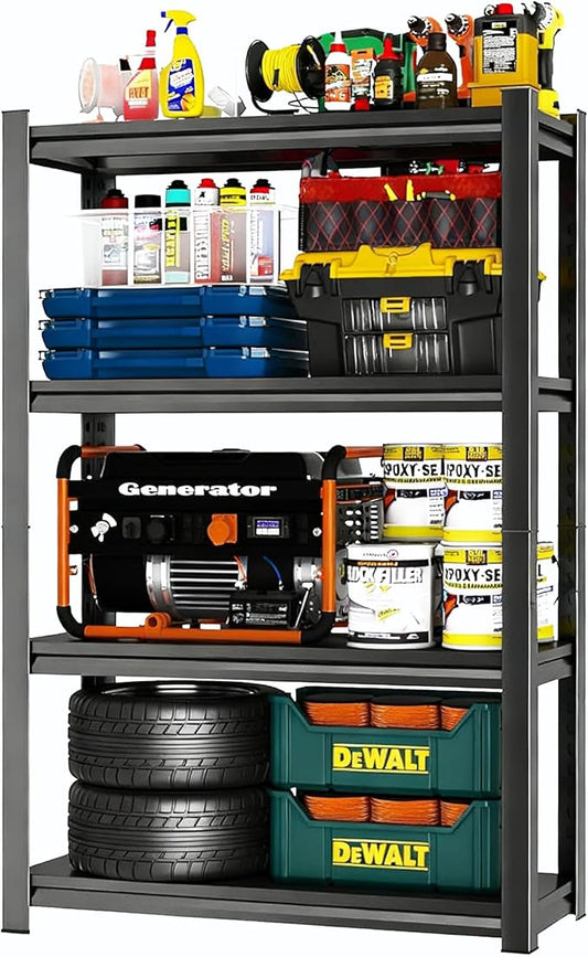 4 Tier Garage Shelving, 2000LBS Capacity Heavy Duty Metal Storage Shelves, Adjustable Shelving Unit for Garage Storage, Basement, Pantry, 24" W X 12" D X 53.4" H