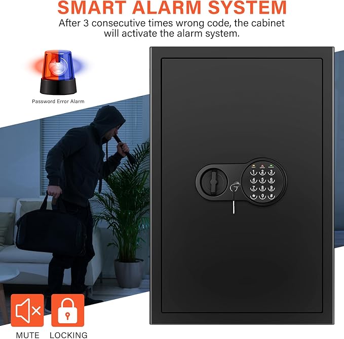 23.62'' Tall Extra Large Home Safe Box, Safe with Fireproof Waterproof Document Bag, Digital Keypad and 3 Removable Steel Shelves, Security Box for Money Medicines Jewelry Valuables