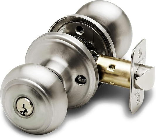Copper Creek CK2040PS Colonial Door Knob, Keyed Entry Function, 1 Pack, Polished Stainless