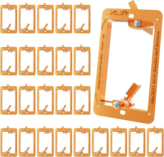 VCE Low Voltage Mounting Bracket Single Gang Wall Plate, Flush Low Voltage Box for Network, HDMI, Coaxial, Speaker, Telephone Cables, Orange, 25 Pack