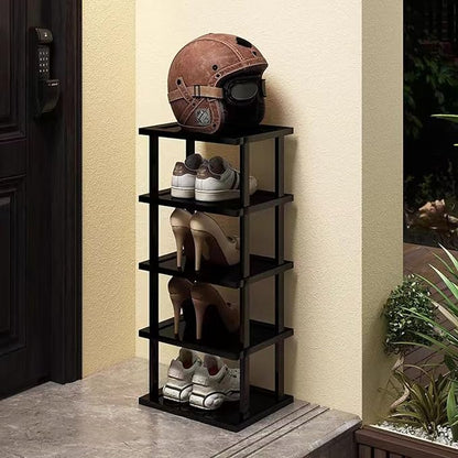 Vertical Shoe Rack - Tall Narrow Shoe Rack Organizer for Small Spaces,5 Tier Bamboo Shoen Shelf for Entryway,Closet,Corner,Doorway,Skinny Shoe Shelf Space Saving Shoe Storage,Free Stackable DIY