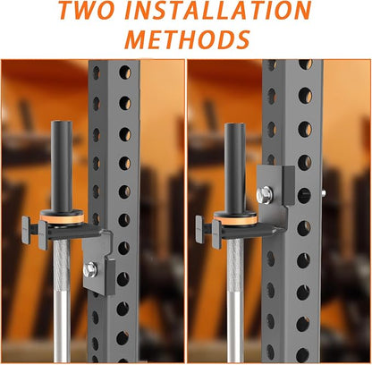 Barbell Holder for 2x2 & 3x3 Power Racks, No Drilling Required – Heavy-Duty Steel Barbell Storage Rack with Protective Padding, Fits 5/8''-1'' Holes – Secure & Space-Saving Gym Equipment Organizer