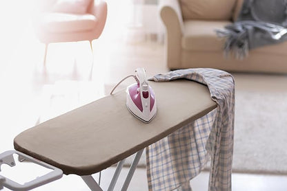 Encasa XO Ironing Board Cover and Pad 42"x14" - 4mm Felt Medium Iron Board Cover with Padding - Heat Resistant, Stain-Safe Dye, Non Slip Elastic Bungee Cord Tightening Iron Table Cover Beige