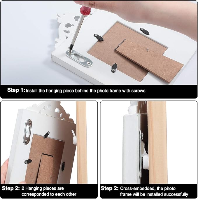 Hotop 40 Pieces Single Keyhole Picture Frame Hanger with 80 Pieces Screws Metal Keyhole Hanging Fasteners Brackets for Mirror Frame Cabinet, 43 x 16 mm(Silver)