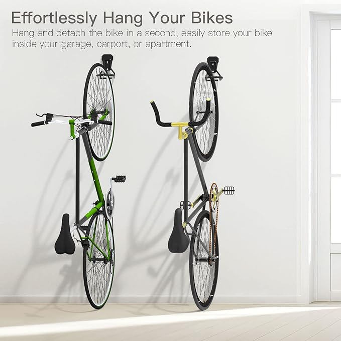 Housolution Bike Wall Mount with Fixed Hook, [8 Pack] Heavy Duty Bike Storage Rack, Bike Rack Vertical Stand for Garage - Easily Hang/Detach - with Screws Iron Bike Hanger Brackets