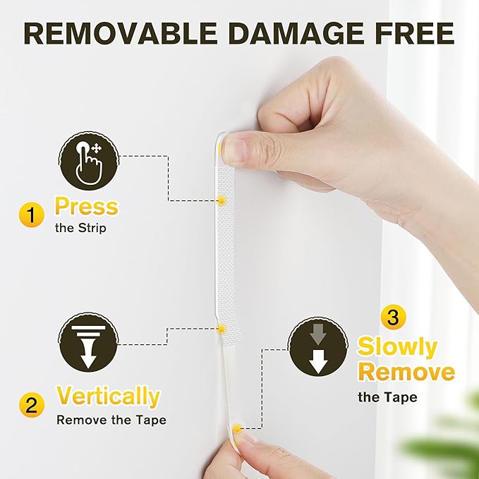 EMITEVER Picture Hanging Strips Heavy Duty, Damage Free Picture Hangers for Walls, Picture Hanging Kit, Hanging Hooks Without Nails, Medium Adhesive Wall Strips for Poster Sticky 20-Pairs (40 Strips)