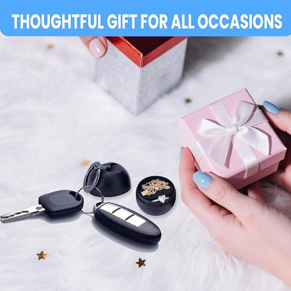 Jewelry Ring Holder Keychain,Portable Travel Sports Ring Keeper Case,Mini Small Versatile Carrying Display Storage Organizer Box With Key Chain