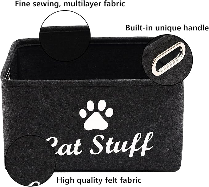Geyecete Cat Apparel & Accessories/Cat Toys/Pet Supplies Storage Basket/Bin with Handles, Collapsible & Convenient Storage Solution for Office, Bedroom, Closet, Toys, Laundry(Dark Grey)