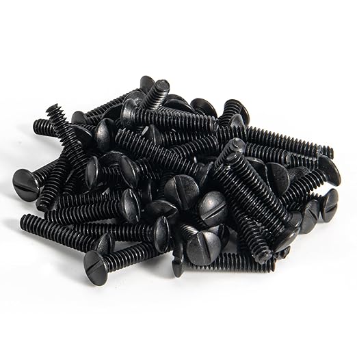 Henne Bery 3/4" Long 6-32 Thread, Oval Head Milled Slot Replacement Wall Plate Screws, 50 Pack, Black