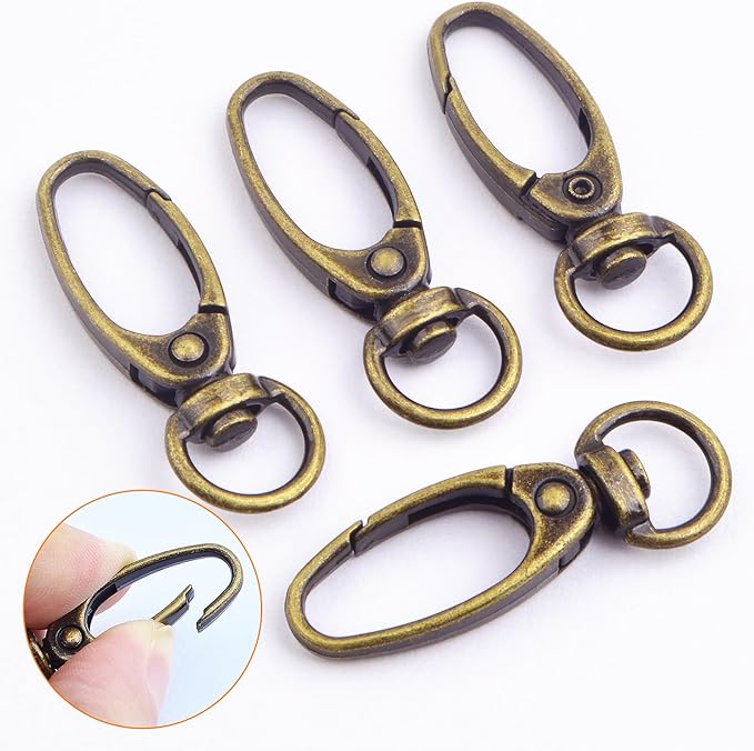 50pcs 38 mm 360 Degree Swivel Trigger Clips Metal Keyring Curved Oval Lobster Clasps Snap Hooks for Keychains Lanyard Handbag Purse Craft Projects Decoration, Antique Bronze