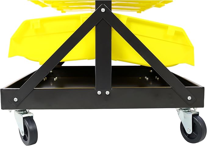 Montary 60 Parts Bin Shelving Storage Organizer with Locking Wheels, 6-Tier Dual-Sided Rolling Steel Shelf 350 lbs Capacity, for Shop Garage and Home