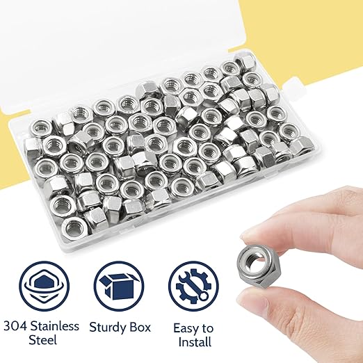 70 Pack 5/16"-18 Inch Lock Nuts,304 (A2-70) Stainless Steel Nylon Insert Locknuts,Standard Inch Thread Nylock Nuts for Bolts