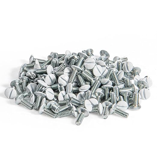 Henne Bery 3/8" Long 6-32 Thread, Oval Head Milled Slot Replacement Wall Plate Screws, 150 Pack, White